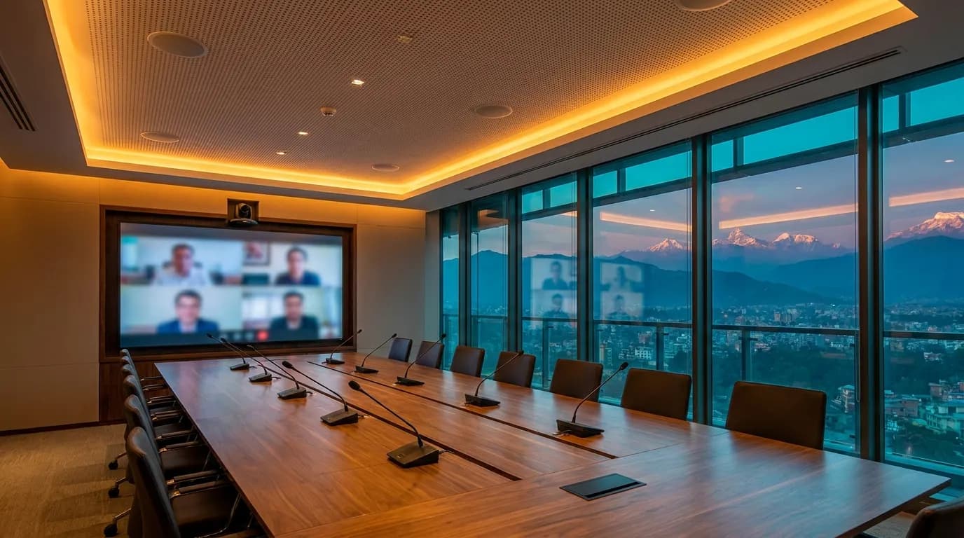 Professional AV installation in a Kathmandu boardroom